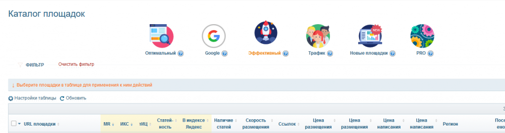 как выглядят быстрые фильтры в новом каталоге Миралинкс
