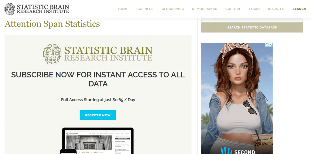 скрин static brain платный доступ к результатам исследования.